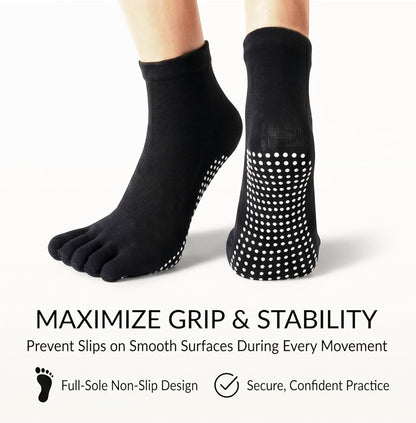 1/2 Pairs Grippy Socks Woman Pilates Grip Socks Non Slip Full Toe Barre Ballet Non Skid Yoga Socks One Size 5.5-9