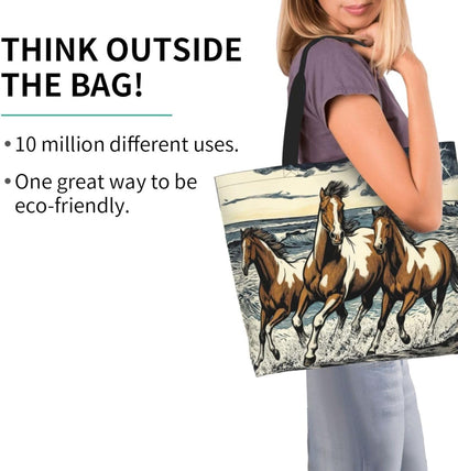 Tote Shoulder Bag Large Durable Reusable Eco-friendly Handbag Lightweight Stylish for Daily Use-19.7x15.7x5.9 Inch - Colors A