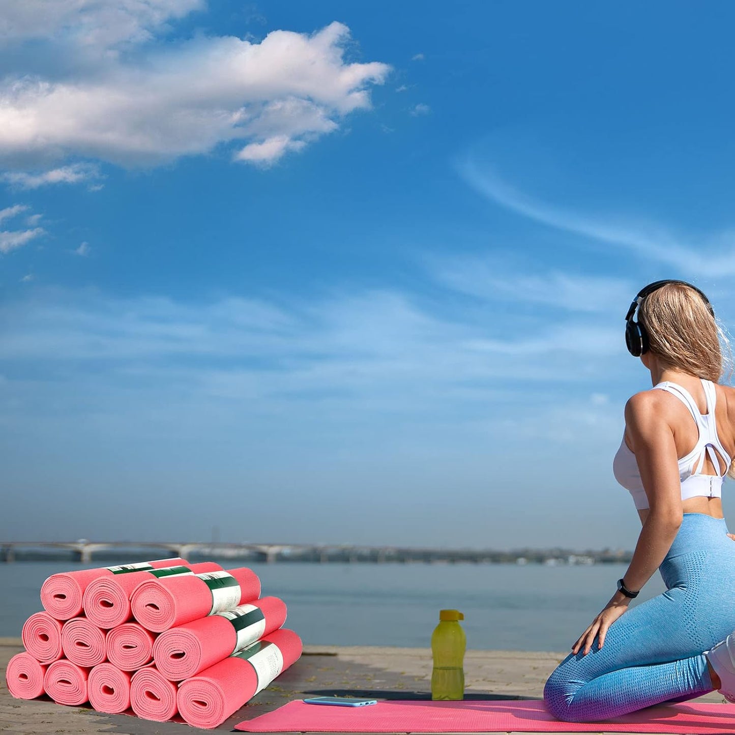 Amylove 12 Pieces Yoga Mats Bulk 68x24x0.12 Inch Exercise Non Slip Fitness Workout Mats for Women Men Home Workout Gym Yoga
