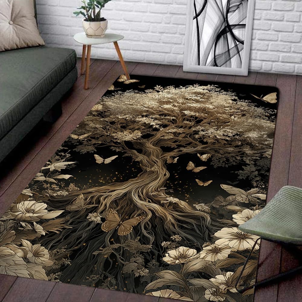 Tree of Life Rug for Living Room Bedroom – Yggdrasil Viking Area Rug Soft Non-Slip Carpet for Indoor Home Décor (Tree of Life Rug 05)