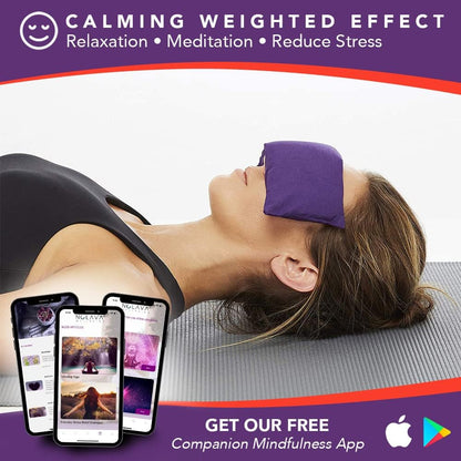 Weighted Lavender Eye Pillow for Women, NOLAVA Includes Free App Meditations, Migraine & Headache Relief, Microwave Hot or Cold Compress, Organic Cotton, French Lavender +Flax Seed, Yoga & Savasana