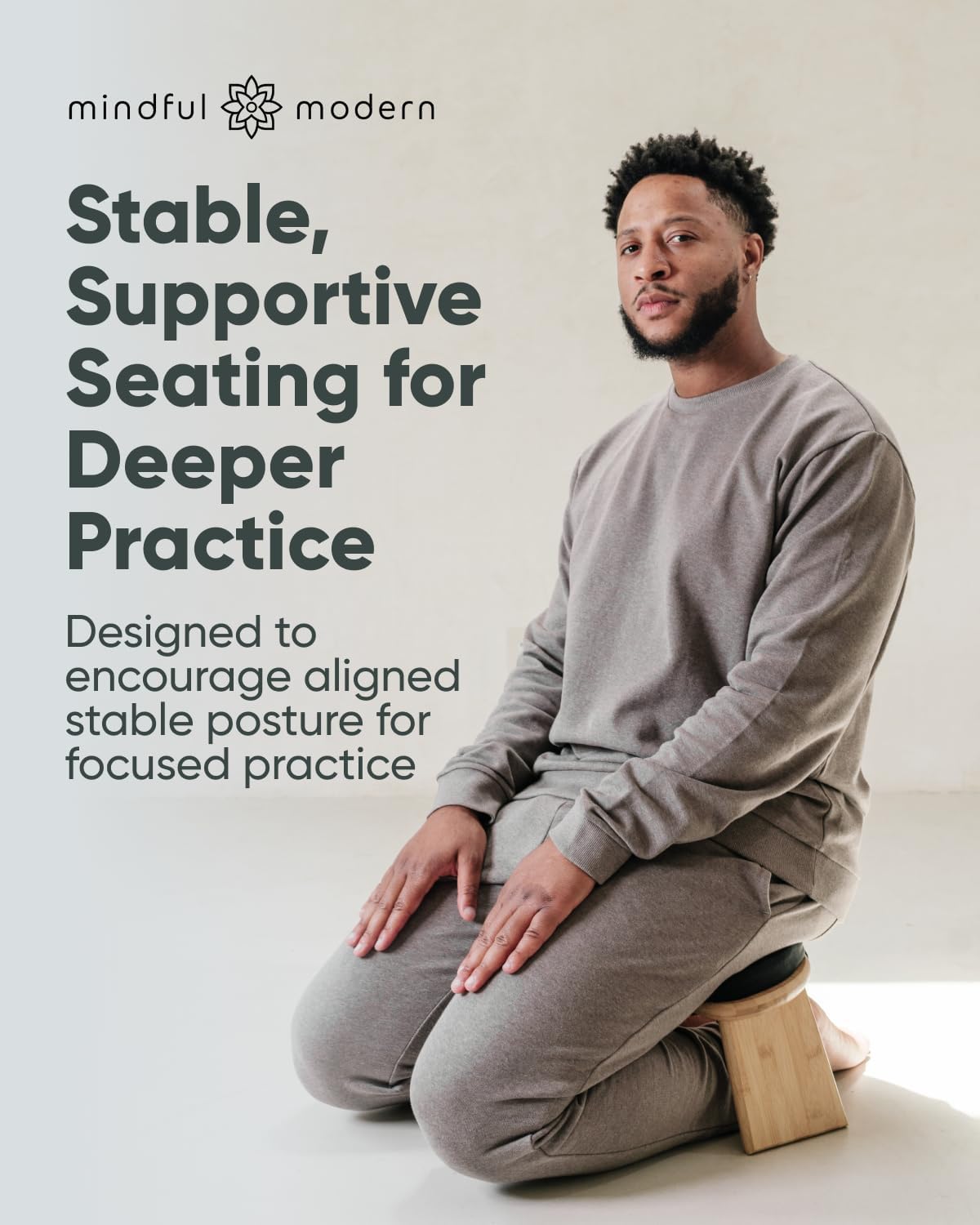 Mindful Modern Folding Meditation Bench - Bamboo Kneeling Stool with Locking Magnetic Hinges - Portable Cross Legged Folding Seiza Chair w/Travel Bag