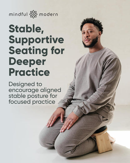Mindful Modern Folding Meditation Bench - Bamboo Kneeling Stool with Locking Magnetic Hinges - Portable Cross Legged Folding Seiza Chair w/Travel Bag