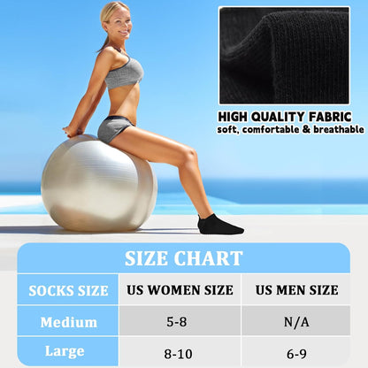 SkiBeaut Grips Non Slip Socks for Women, 4 Pairs Yoga Pilates Anti Skid Woman Hospital Gripper Socks (5-12)