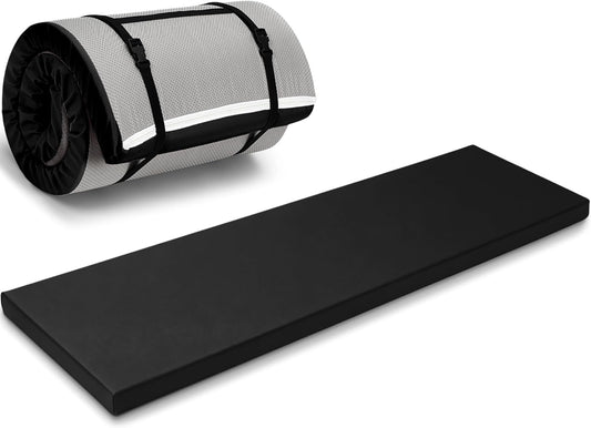 Lyrow 2 Inch 72"x24" Thick Foldable Yoga Mat with Carry Strap, Non-slip Portable Foam Gym Mat for Yoga, Pilates and Stretching