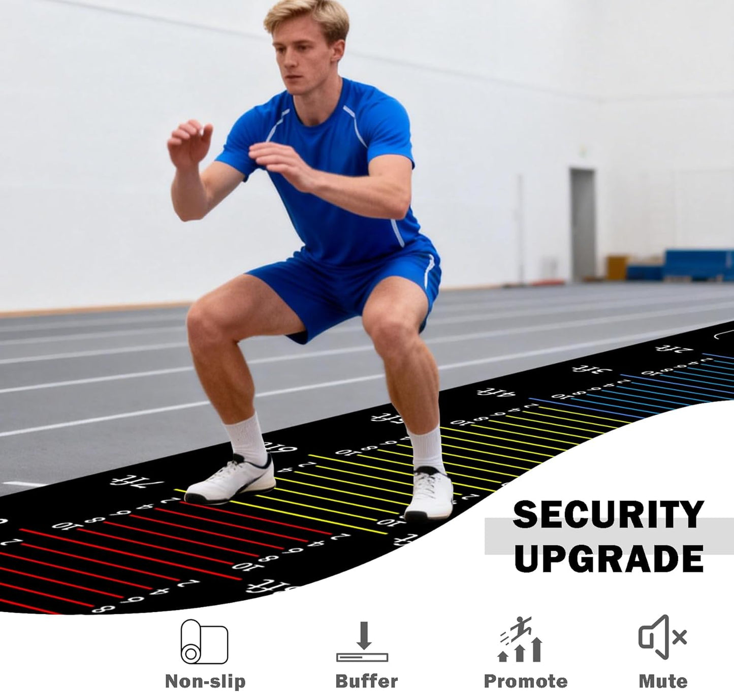 Long Standing Jump Mat Non-Slip Broad Measurement Jumping Rope Pad Foldable Yoga Mat for Gym, Outdoor Exercise, Home Workout