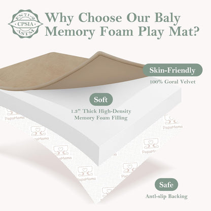 PapaMama Baby Play Mat,1.3" Thick Memory Foam 50x50 Soft Velvet Playpen Mat for Kids,Infants,Toddlers,Tummy Time Crawling Mats with Non-Slip Bottom,Yoga,Tatami,Nursery Rug(Sky Blue)
