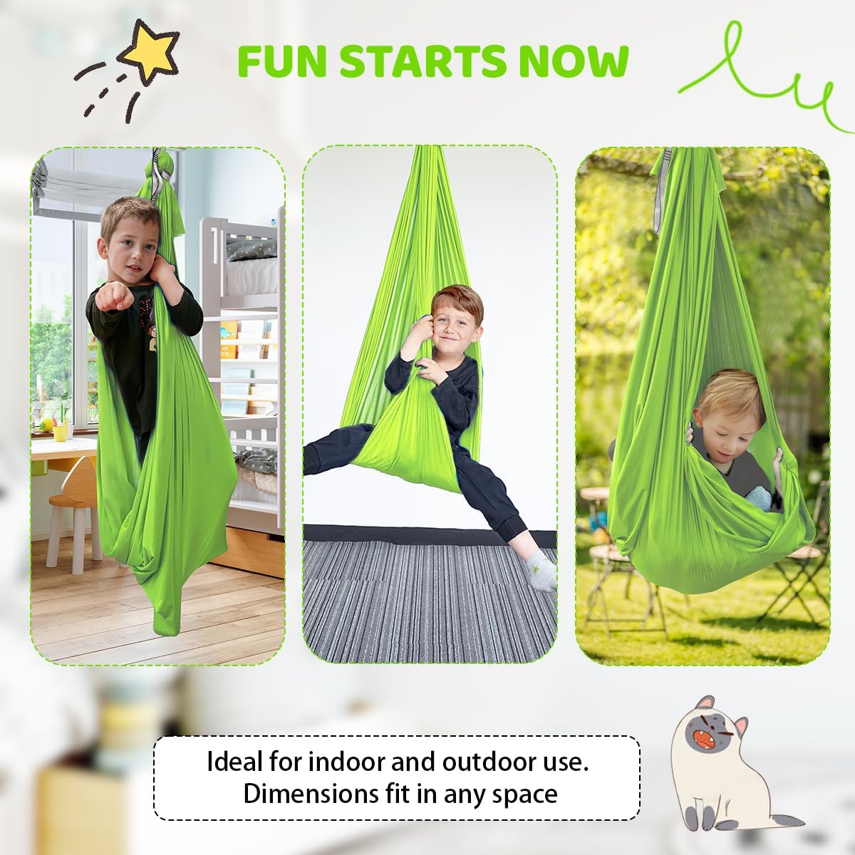 Aokitec Therapy Swing for Kids with Special Needs (Hardware Included) Snuggle Swing Cuddle Hammock Indoor Adjustable Aerial Yoga for Children with Autism, ADHD, Asperger, Sensory Integration