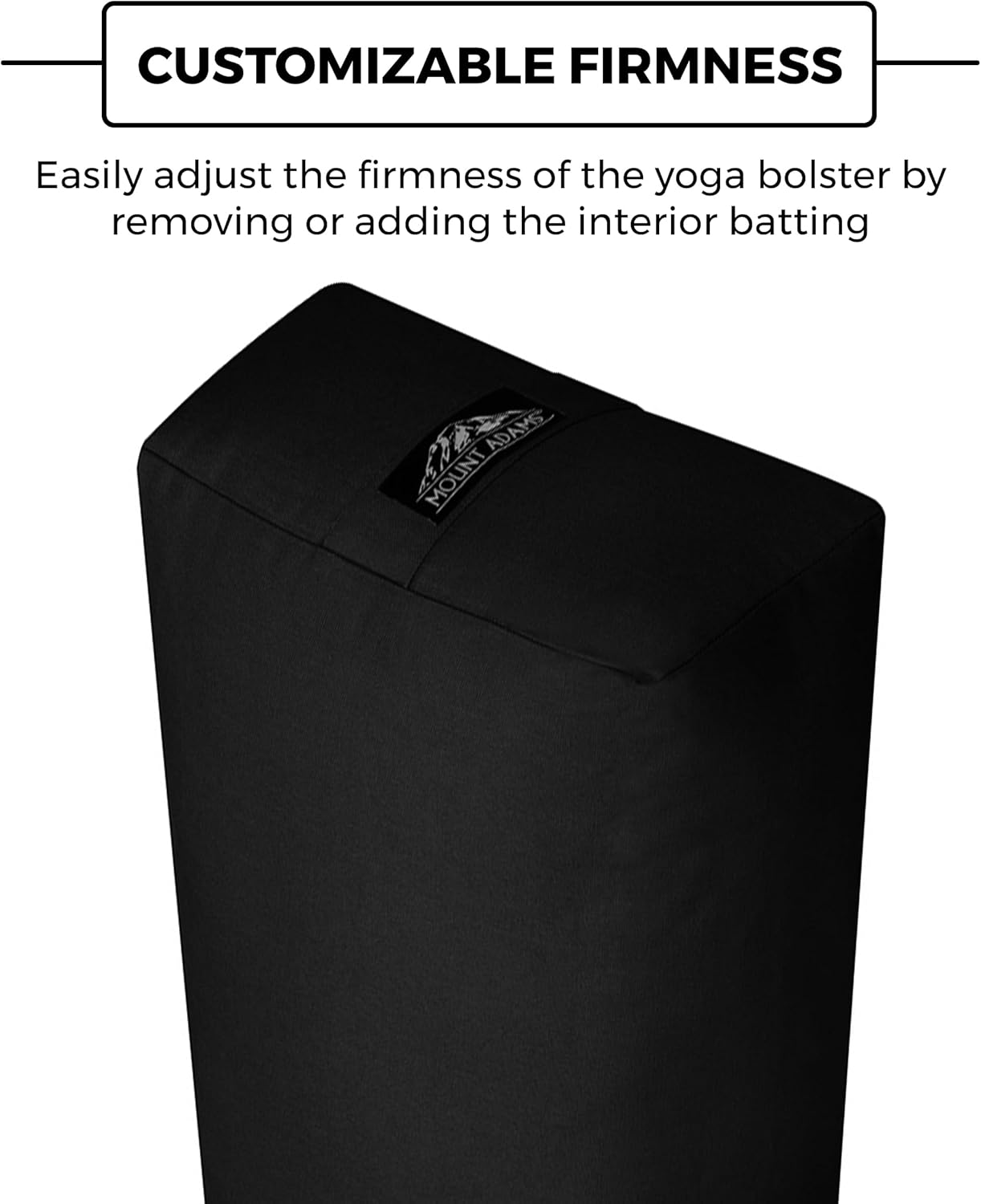 Mount Adams Rectangular Yoga Bolster for Restorative Yoga, 24" x 10" x 5", 6 lbs, 100% Cotton Rectangular Pillow with Handles, Dense, Firm Yoga Pillow and Cushion for Home or Studio