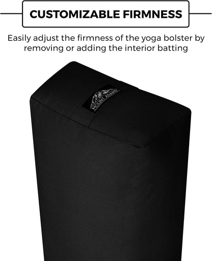 Mount Adams Rectangular Yoga Bolster for Restorative Yoga, 24" x 10" x 5", 6 lbs, 100% Cotton Rectangular Pillow with Handles, Dense, Firm Yoga Pillow and Cushion for Home or Studio