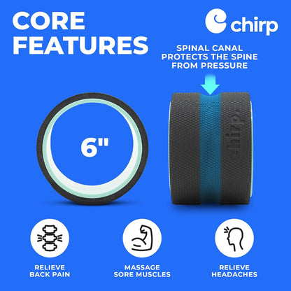 Chirp Wheel Foam Roller – Targeted Back & Neck Relief, Lumbar Spine Stretcher, Spinal Decompression Back Stretcher, Massage Roller with Density Foam for Physical Therapy, Supports 500lbs, 4-Pack Black