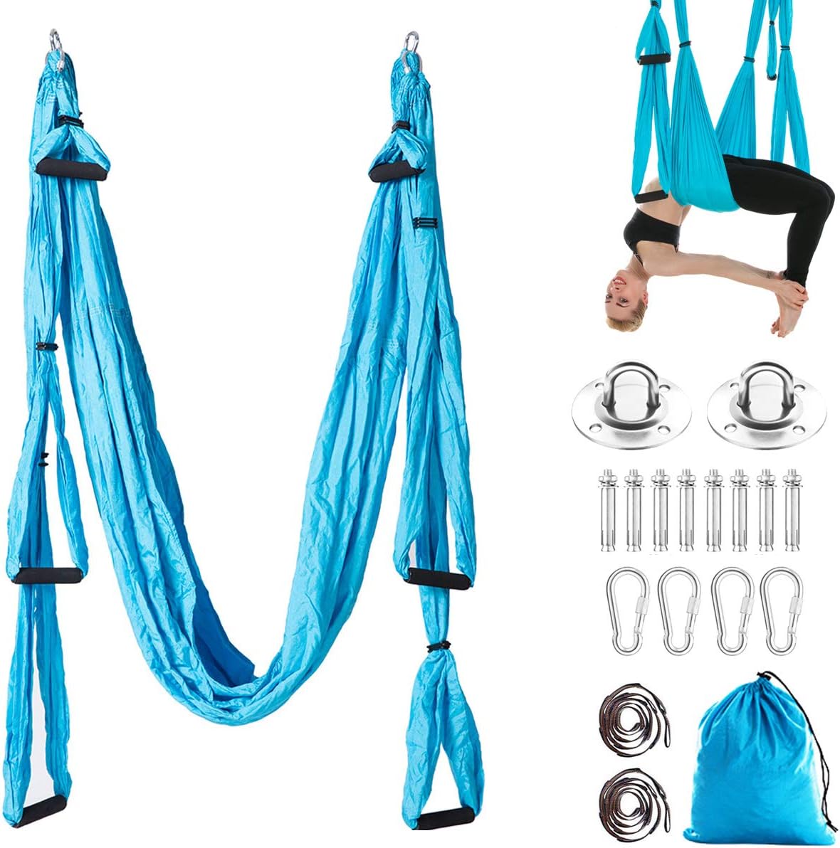 Aerial Trapeze Yoga Hammock Kit - Ultra Strong Antigravity Yoga Flying Sling Inversion Swing Tool Set