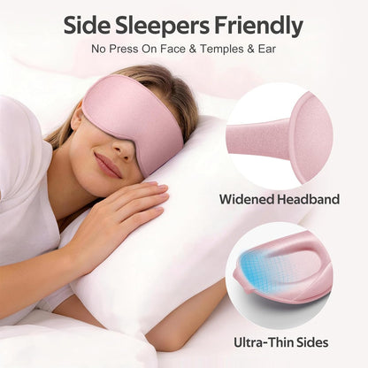 Sleep Mask for Men Women - 100% Blackout Eye Masks for Sleep - 3D Soft Sleeping Mask for Side Sleepers - Zero Pressure Lash Extensions Eye Cover Shade for Airplane Travel Essentials, Black