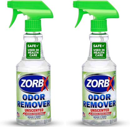 ZORBX Unscented Odor Eliminator for Strong Odor 16 Fl Oz - Used in Hospitals & Healthcare Facilities - Advanced Trusted Formula, Fast-Acting Odor Remover Spray for Dog, Cat, House & Carpet