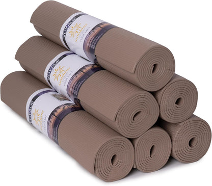 Voyage Yoga Mat, 6 Pack, 72" x 24" Professional Studio and Gym Bulk Yoga Mats, 5mm Thick, Durable, Anti-Tear, Non Slip Fitness and Exercise Mats