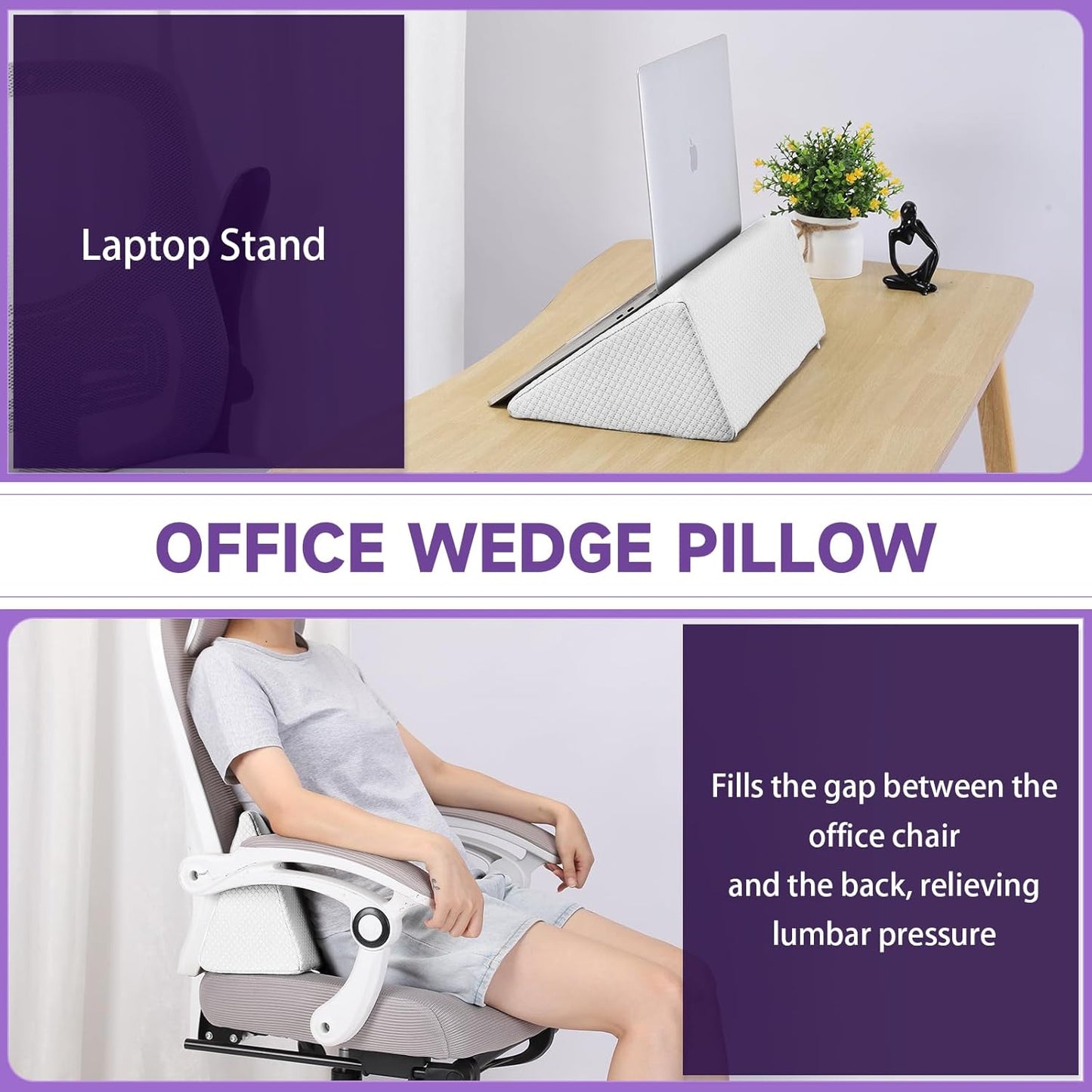Small Wedge Pillow, Small Wedge Pillow for Sleeping, Foam Wedge for Yoga, Laptop, Memory Foam Positioning, Foam Pillow for Chair, Provide Support and Relieve Fatigue(Blue-17.7")