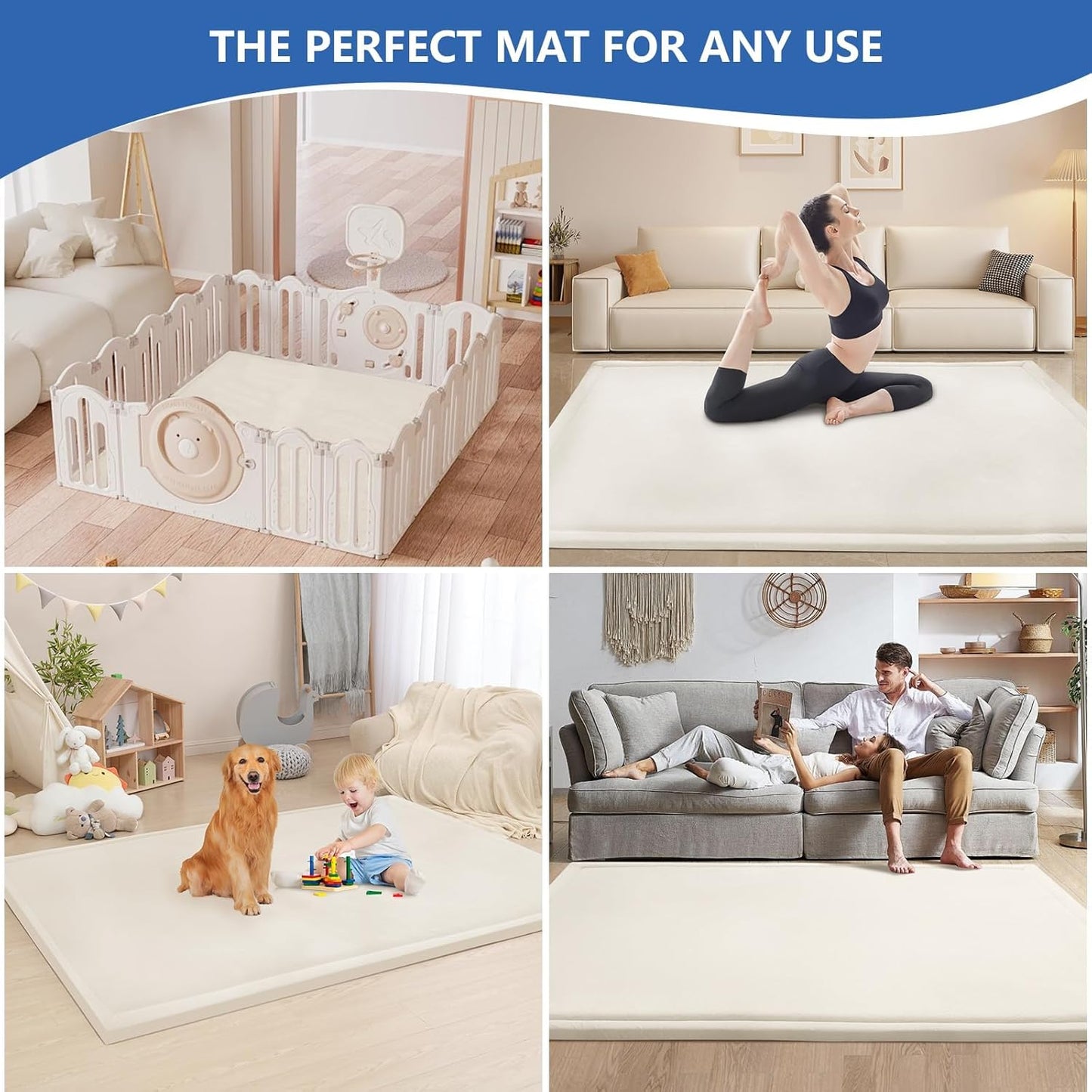 Baby Play Mat for Floor,1.3" Thick Memory Foam Tummy Time Mat,Soft Coral Velvet Nursery Rug,Large Non Slip for Crawling,Toddlers,Infants,Kids,Yoga & Tatami Style for Living Room(Dark Gray)