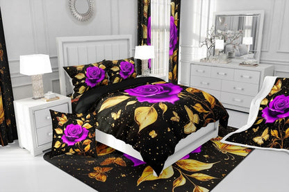 Feelyou Floral Rose Indoor Floor Mat Set,Romantic Blue Rose Rugs for Living Room Bedroom Area Rug 3x5,Boys Girls,Botanical Flower Rose Accent Rug Doormats Floor Mat for All Season