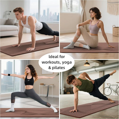 ILILI Yoga Mat, TPE Exercise Mat, Tear-Resistant, Fitness Yoga Mat with Carrying Strap, 72''x25''×0.3''(8mm), Ideal for Yoga, Pilates, Home Workouts, Stretching & All Fitness Routines
