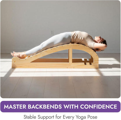 Yogikuti Iyengar Yoga Viparita Dandasana Bench – Wooden Back Bending Bench for Deep Stretching and Flexibility | Large Back Bender for Enhanced Support