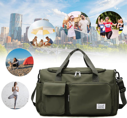 Suruid Travel Yoga Duffel Bag with Shoes Compartment Sports Gym Handbag with Dry Wet Separated Pocket for Training Men and Women, Overnight /Weekender Bag - Pink