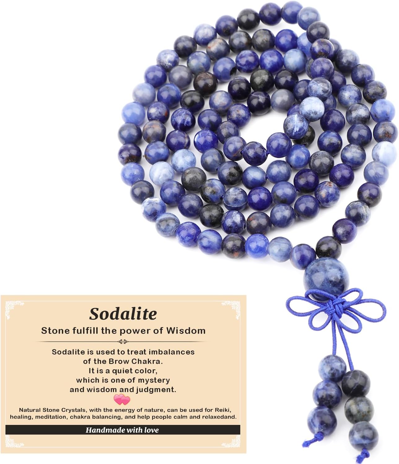 AD Beads 6mm 8mm 108 Prayer Mala Jasper Elastic Bracelet - Handmade Yoga Meditation Healing Power Energy Gifts for Unisex Adult.