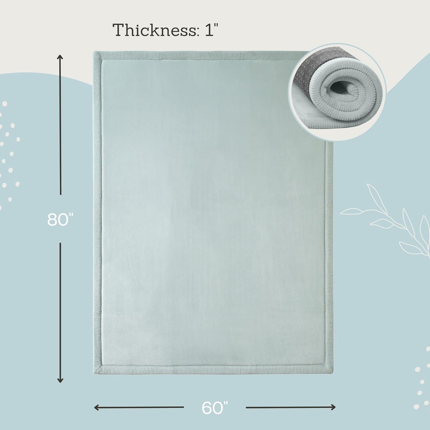 Hakuna Matte CloudSoft Mat for Floor 60" x 80" Beige – Coral Velvet Memory Foam Rug – Non-Slip, Water-Resistant