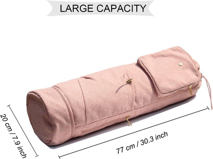ESVAN Yoga Mat Bag with Multi Pockets Drawstring Yoga Mat Carrier Pilates Exercise Multi-Functional Storage Bag