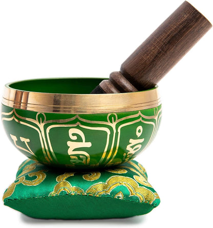Tibetan Singing Bowl Set - Authentic Handcrafted Mindfulness Meditation Holistic Sound 7 Chakra Healing by Himalayan Bazaar (Turquoise)