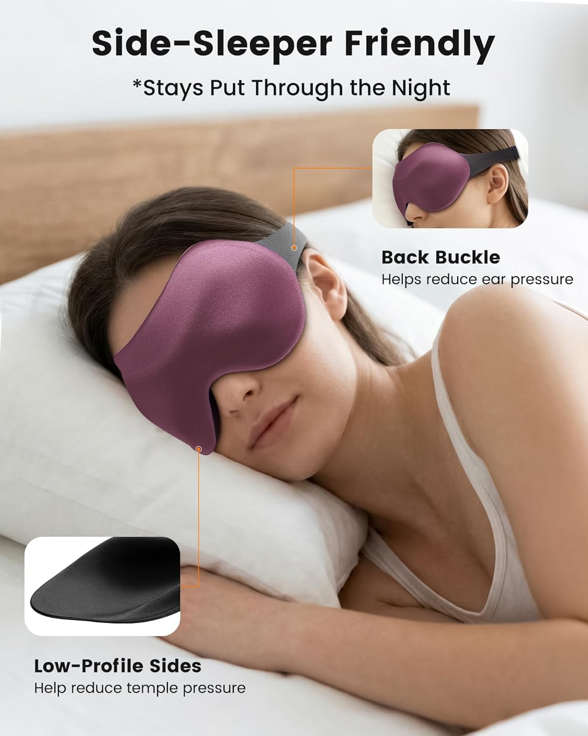 3 Pack Sleep Masks for Side Sleepers, True Blackout 3D Eye Mask for Sleeping, Zero Eye Pressure, Lash-Friendly, Adjustable Soft Eye Cover for Women Men, Travel Night Blindfold