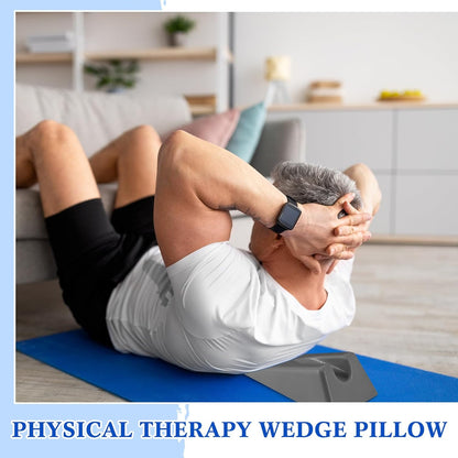 Suzile Mobilization Wedge 7.9 x 4.1 x 2 Inch Triangle Therapy Non Slip Silicone Wedge Pillow Sturdy Support for Relieve Spinal Pain Rehabilitation Tool(Gray)