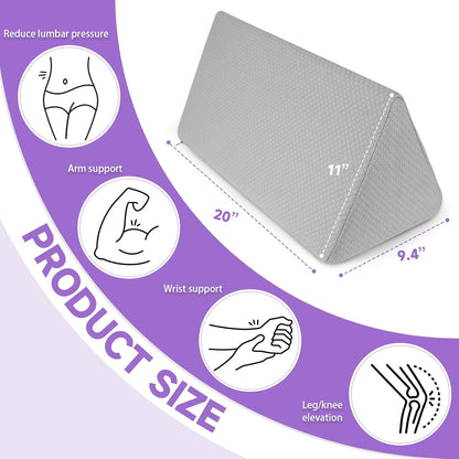 Small Wedge Pillow, Small Wedge Pillow for Sleeping, Foam Wedge for Yoga, Laptop, Memory Foam Positioning, Foam Pillow for Chair, Provide Support and Relieve Fatigue(Blue-17.7")