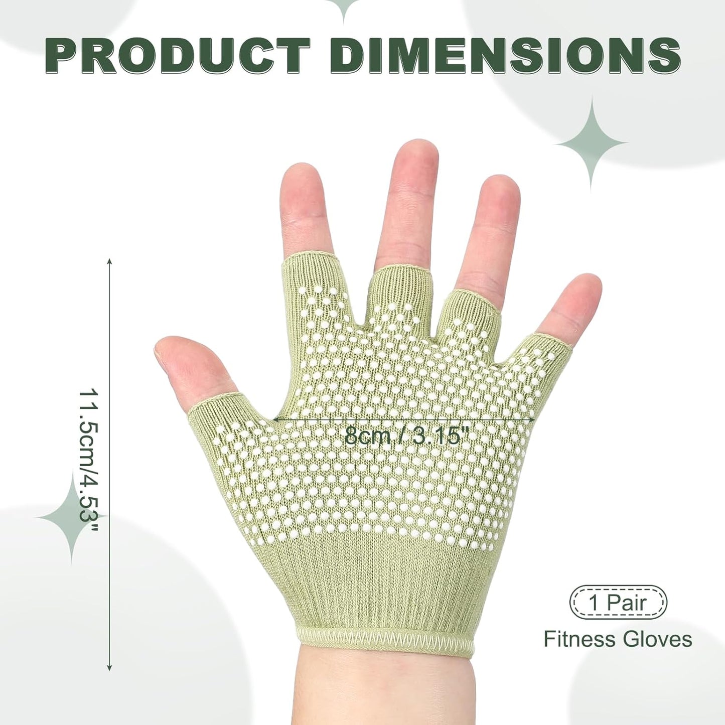 Yoga Gloves, Non Slip Fingerless Pilates Gloves Breathable Exercise Workout Mittens
