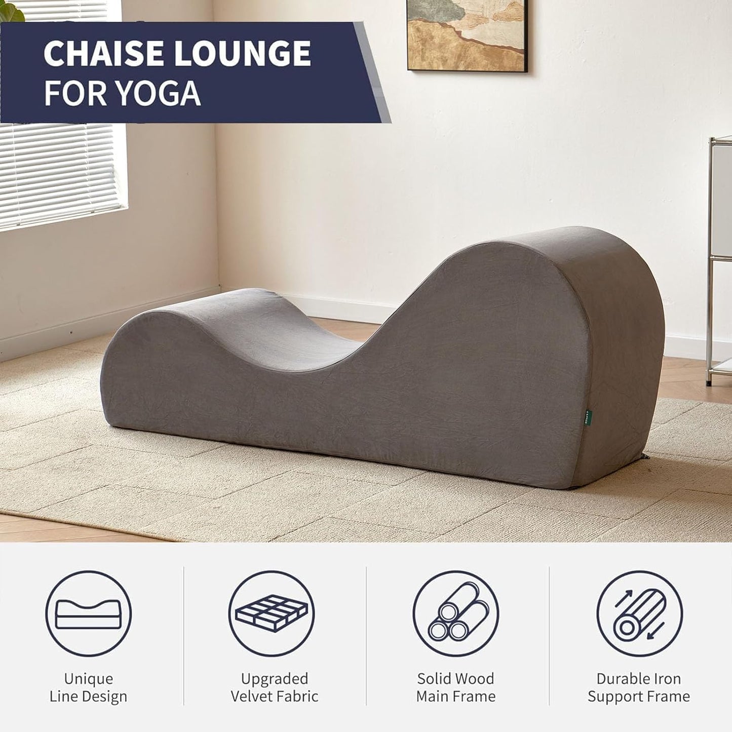 Yoga Chair, Yoga Chaise Lounge Chair Indoor, Yoga Chairs for Adults Exercise, Stretching, Relaxation, Ergonomic Design, Tantra Chair for Bedroom Living Room