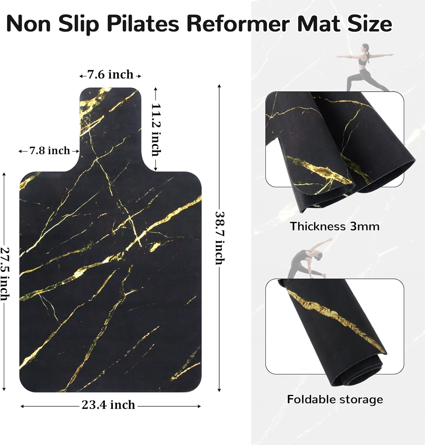 Non Slip Pilates Reformer Mat, Soft Fleece Surface Pilates Towel Mat, Pilates Mat with Multiple Equipment, Lightweight and Foldable, Wicking and Quick Drying for Yoga, Fitness