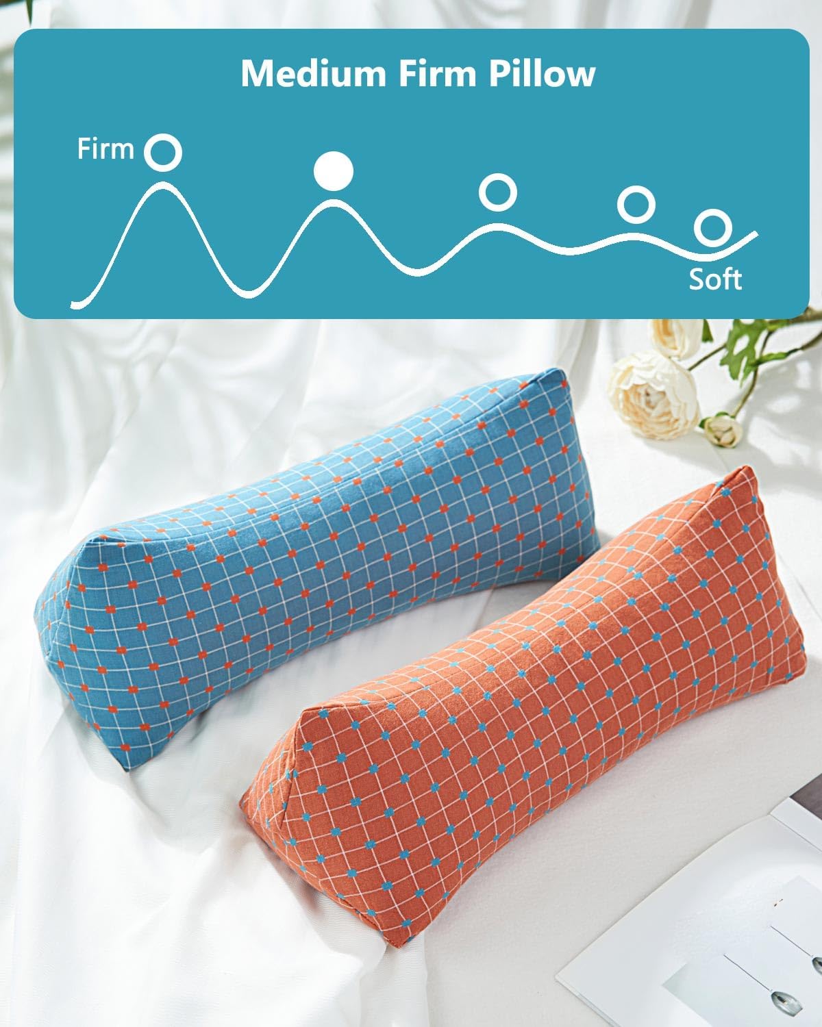 Cervical Buckwheat Roll Pillow for Sleeping,15.7"x5.9" Buckwheat Hulls Pillows Filling, Triangle Pillow for Neck Support Yoga Bolster, Adjustable Fill for Neck Pain Relief,Gray