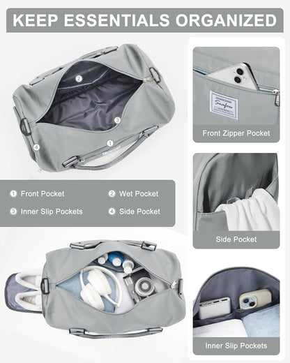 Gym Bag Womens Mens with Shoes Compartment and Wet Pocket Travel Duffel Bag for Women for Plane Sport Gym Tote Bags Swimming Yoga Waterproof Weekend Overnight Carry on Bag Hospital Holdalls - Colors C