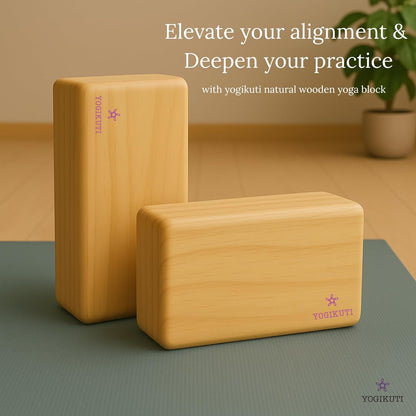 Original Wooden Yoga Blocks Set of 2 – Solid Hardwood Props Inspired by Traditional Yoga