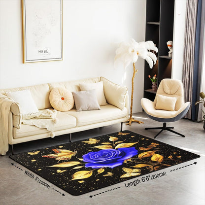 Feelyou Floral Rose Indoor Floor Mat Set,Romantic Blue Rose Rugs for Living Room Bedroom Area Rug 3x5,Boys Girls,Botanical Flower Rose Accent Rug Doormats Floor Mat for All Season