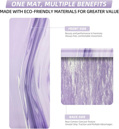 Natural Rubber Yoga Mat, Matte PU Material Extra Thick Yoga Mat Non Slip, Eco Friendly Fitness Exercise Mat for Women Men Kids, Workout, Yoga, Pilates and Floor Exercise