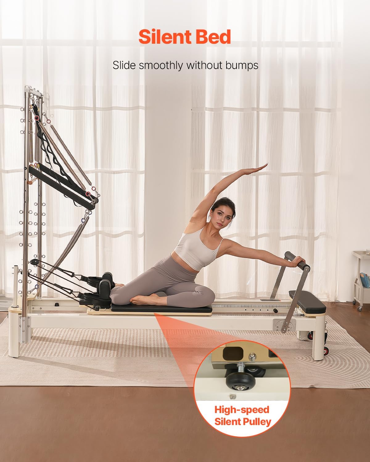VEVOR Pilates Reformer, Reformer Pilates Machine with Cadillac Trapeze Table or Tower & Mat, Pilates Equipment for Home Workout and Studio, Includes Jump Board，Sitting Box