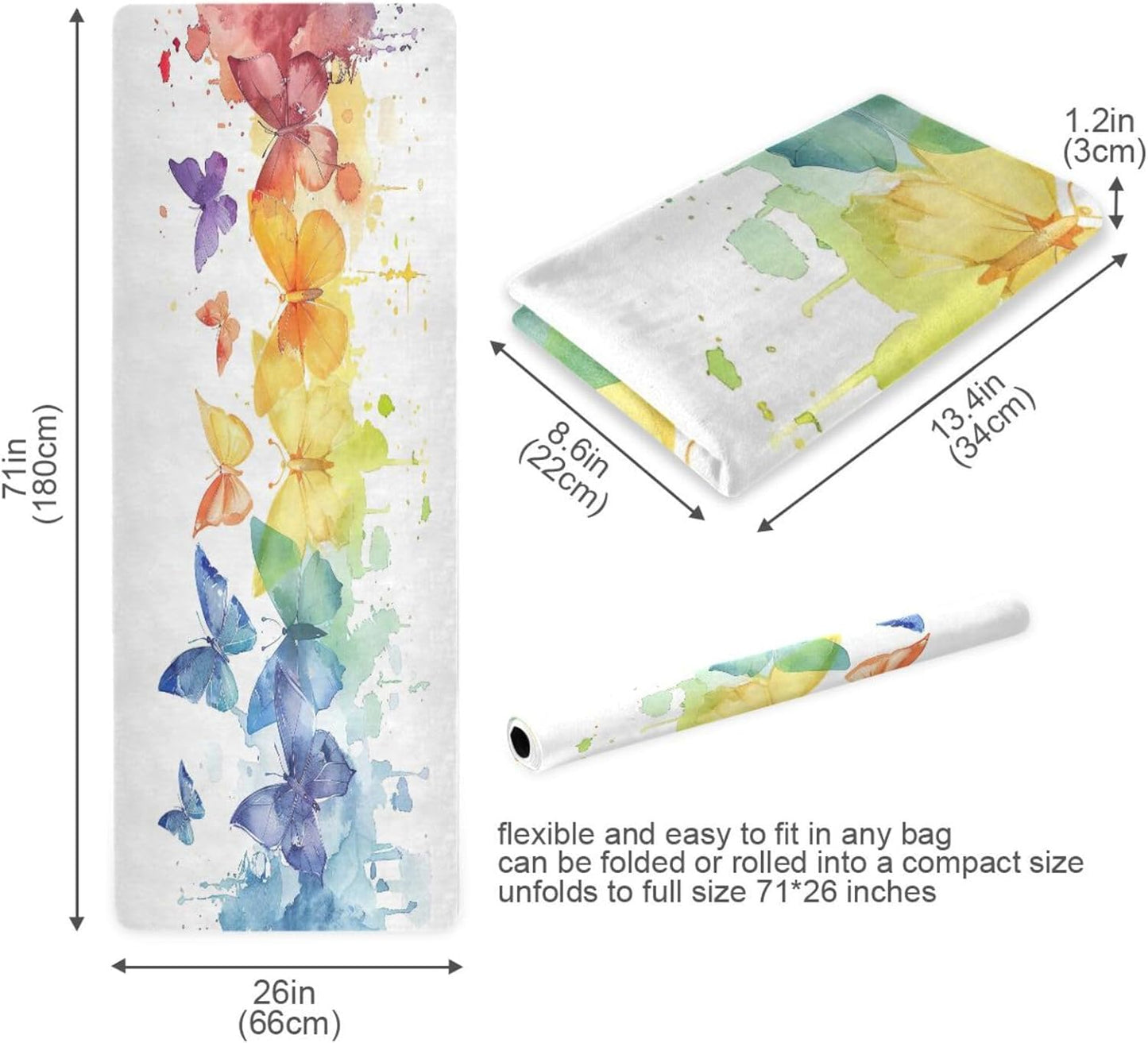 Dragonfly Painting Yoga Mat Non-Slip Fitness Mat for Pilates, Workout & Home Gym, 71x26 Inch Yoga Mats for Enhanced Yoga Practice