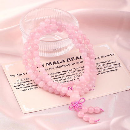 AD Beads 6mm 8mm 108 Prayer Mala Jasper Elastic Bracelet - Handmade Yoga Meditation Healing Power Energy Gifts for Unisex Adult.