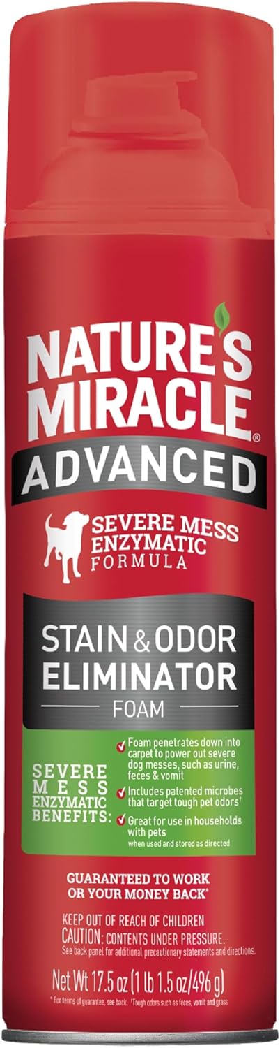 Nature’s Miracle Advanced Stain and Odor Eliminator Dog Spray, Fresh Scent, Severe Mess Enzymatic Formula For Tough Pet Messes, 32 oz