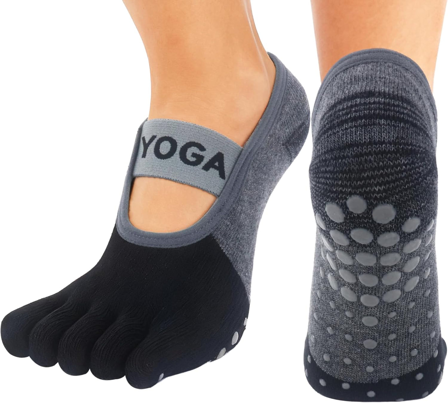 1/2 Pairs Grippy Socks Woman Pilates Socks with Grips for Women Yoga Barre Gripper Non Skid Slip Size 5.5-9.5