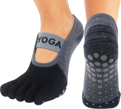 1/2 Pairs Grippy Socks Woman Pilates Socks with Grips for Women Yoga Barre Gripper Non Skid Slip Size 5.5-9.5