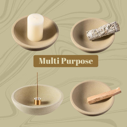 Koville Natural Marble Incense Holder, Incense Holder for Sticks with 9 Holes, Handmade Incense Burner Ash Catcher for Meditation Yoga SPA, Balsam Fir/Palo Santo/Sage/Cone (RoyalBeige)