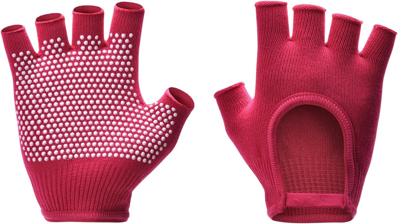 Non-Slip Fingerless Yoga Gloves – Ideal for Pilates, Barre, Air Yoga, and Fitness Workouts – Breathable Fabric with Enhanced Grip for Stability