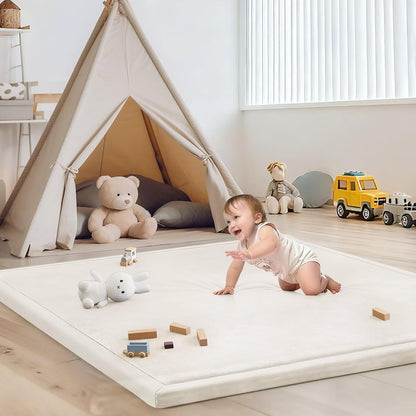 Baby Play Mat for Floor Nursery Rug Muscle Mat Area Rug Playroom Rug 79"x110" Playpen Mat Memory Foam 1.3" Thick Crawling Mat For Babies,Toddlers, Infants, Kids,Grey