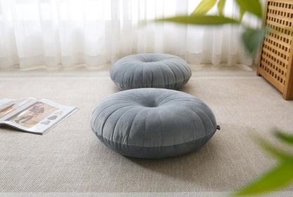 Floor Pillow Meditation Cushion Round Large Floor Pillows Seating for Adults, Velvet Thick Floor Cushions for Yoga Living Room Balcony Outdoor Tatami 18inches（Beige）